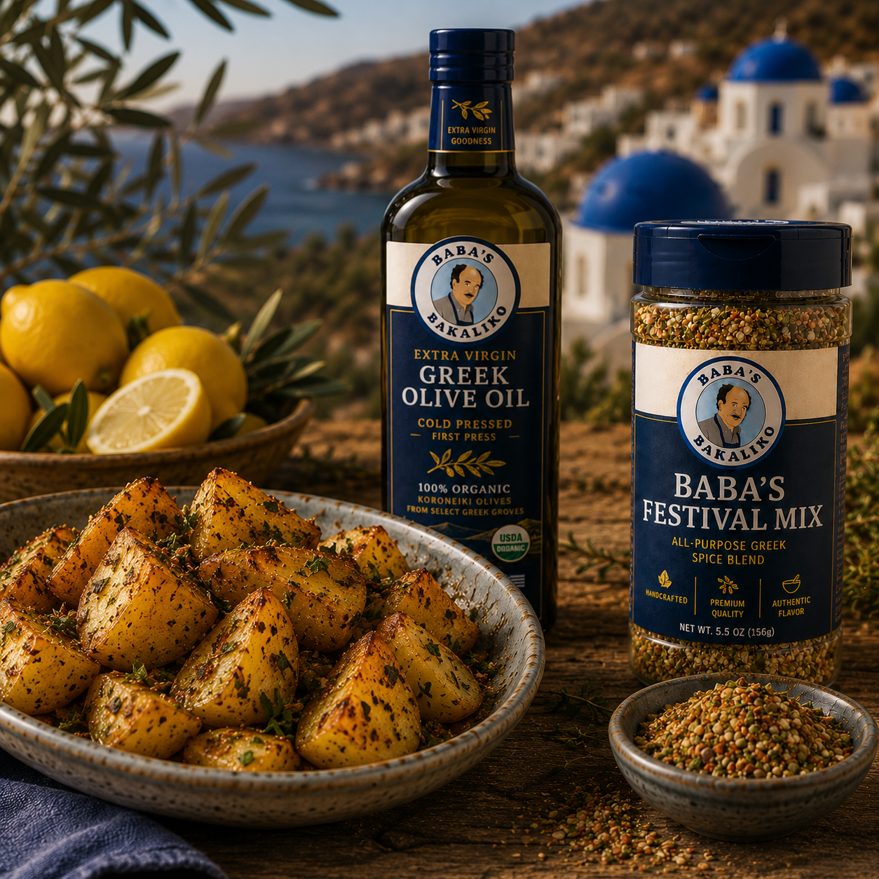 Authentic Greek Lemon Potatoes Recipe | Roasted Greek Potatoes with Baba's Festival Blend